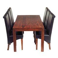 Cube Dining Set with 6 Leather Chairs