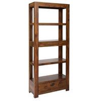 Cube Sheesham Open Bookshelf with Drawers