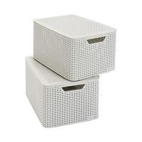 Curver Faux Wicker Lidded Storage Boxes (2)