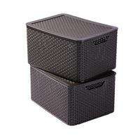 Curver Faux Wicker Lidded Storage Boxes (2)