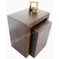 Cube Dark Finish Set Of 2 Nesting Tables