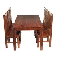 cube sheesham dining set with 6 high back chairs