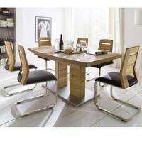 Cuneo Extendable Dining Table Bianco Boat Shape 6 Chairs
