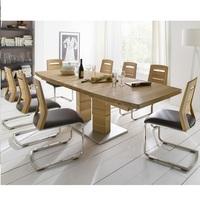 Cuneo Extendable Dining Table Rectangular In Core Beech 8 Chairs