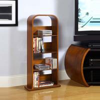 curve shelving unit in walnut veneer