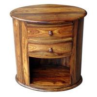 Cube Sheesham 2 Drawer Oval Cabinet