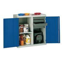 CUPBOARD TOOL DOUBLE DOOR WITH 1 SHELF & 4 DRAWERS -BLUE DOOR