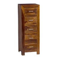 Cube Sheesham 5 Drawer Tall Chest