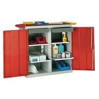 CUPBOARD TOOL DOUBLE DOOR WITH 4 SHELVES & 2 DRAWERS-DGREY DR