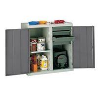 CUPBOARD TOOL DOUBLE DOOR WITH 1 SHELF& 4 DRAWERS-DKGREY DOOR