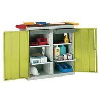 CUPBOARD TOOL DOUBLE DOOR WITH 4 SHELVES & 2 DRAWERS-GREEN DR