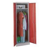 CUPBOARD - CLOTHES LIGHT GREY WITH RED DOORS