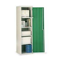 cupboard utilty green doors with 4 shelves