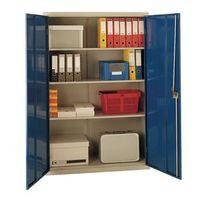 cupboard large volume light grey with blue doors