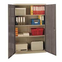 cupboard large volume light grey with red doors