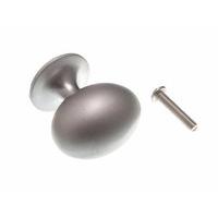 cupboard door pull handle oval knob matt chrome 32mm screws pack 200 