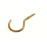 cup hook 38mm to shoulder total length 53mm brass plated eb pack 500 