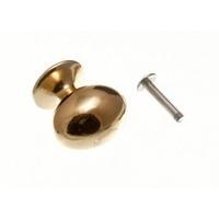 Cupboard Door Pull Handle Oval Knob Brass Plated 28MM + Screws ( pack of 100 )