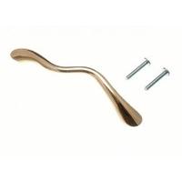 cupboard door pull wave handle brass plated 96mm with screws pack of 2 ...