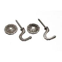 Curtain Tie Hold Back Hooks Rosette and Plate Chrome ( 10 pairs )