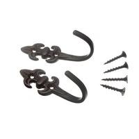 curtain tie hold back hooks 80mm fleur de lys black screws 10 pairs 