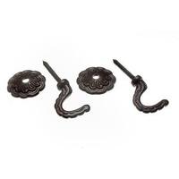 Curtain Tie Hold Back Hooks Rosette and Plate Black ( 100 pairs )