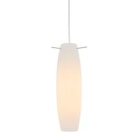 Curved White Glass Pendant Light Fitting with Chrome Plated Base Plate