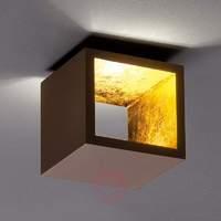 Cube-shaped LED ceiling light Cubò, brown, gold