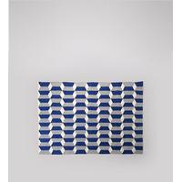 Cubist hand-woven rug in space blue