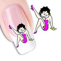 cute cartoon pattern beauty water transfer decals nail stickers