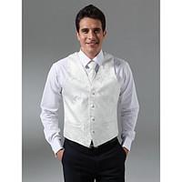 Custom Made Single Breasted Four-button Collarless Regular Length Groom Vest