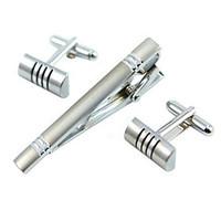 Cufflinks and Tie Clip Bar Set (Silver) Christmas Gifts