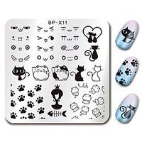 Cute Cat Design Nail Art Stamp Stamping Plates BORN PRETTY 66cm Square Template Cats Image Plate BP-X11