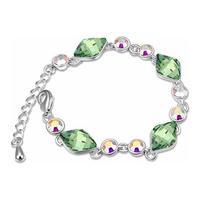 Cubic Zirconia Delicate Chain Bracelet, Silver/Green