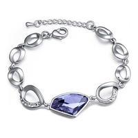 cubic zirconia delicate chain bracelet silverpurple