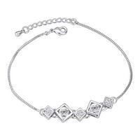 Cubic Zirconia Diamond Pattern Bracelet, Silver