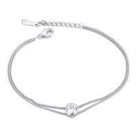 cubic zirconia delicate double strand bracelet silver