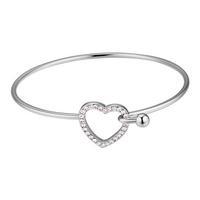 Cubic Zirconia Heart Cuff, Silver