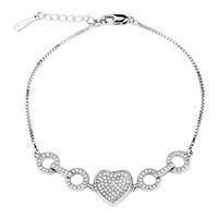 Cubic Zirconia Heart Bracelet, Silver