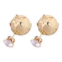 cubic zirconia spherical pearl earrings gold