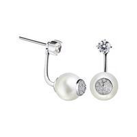 cubic zirconia original white pearl earrings silver