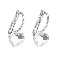 Cubic Zirconia Heart Earrings, Silver