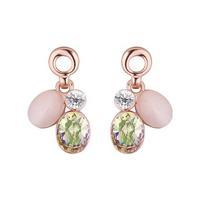 cubic zirconia clustered drop earrings rose goldgreen