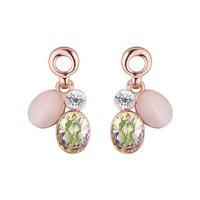 Cubic Zirconia Clustered Drop Earrings, Rose Gold/Green