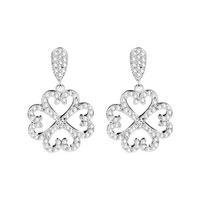 Cubic Zirconia Exhilarated Heart Earrings, Silver