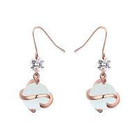 Cubic Zirconia Delicate Opal Pearl Pendant Earrings, Rose Gold/Aqua
