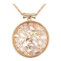 Cubic Zirconia Round Crystal Pendant Necklace, Gold