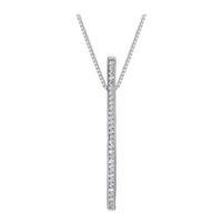 Cubic Zirconia Straight-Lined Crystal Pendant Necklace, Silver