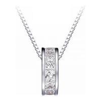 Cubic Zirconia Rectangular Crystal Pendant Necklace, Silver