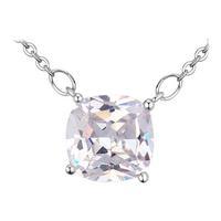 Cubic Zirconia Squre Crystal Pendant Necklace, Silver